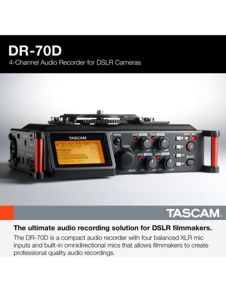 Grabadora de audio TASCAM DR-70D 4 canales XLR/TRS negra
