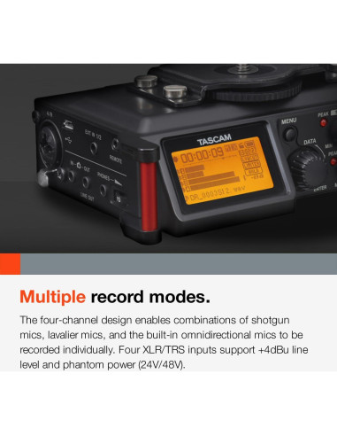 Grabadora de audio TASCAM DR-70D 4 canales XLR/TRS negra