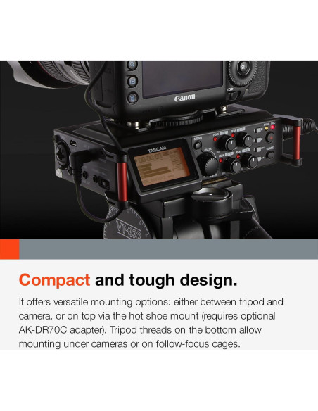 Grabadora de audio TASCAM DR-70D 4 canales XLR/TRS negra