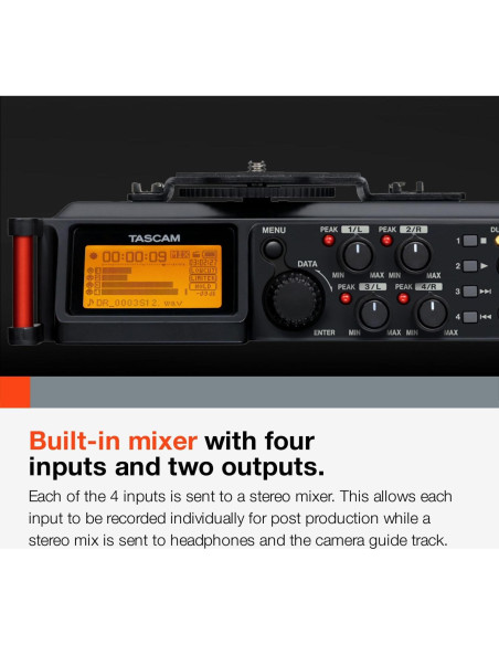 Grabadora de audio TASCAM DR-70D 4 canales XLR/TRS negra