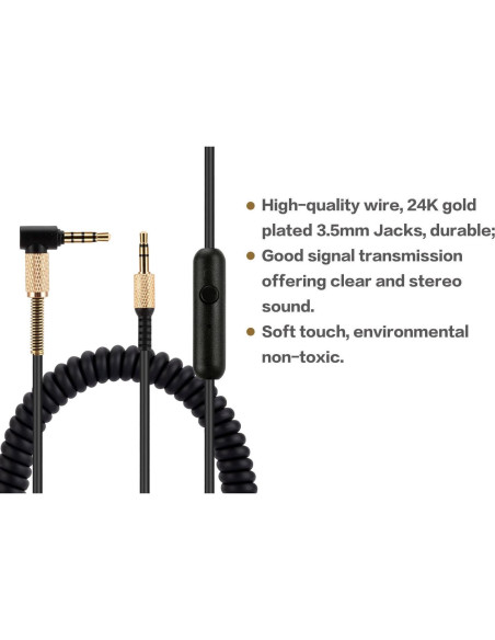 Cable de audio de reemplazo UNCLE LIGHT para auriculares Marshall 1.22m