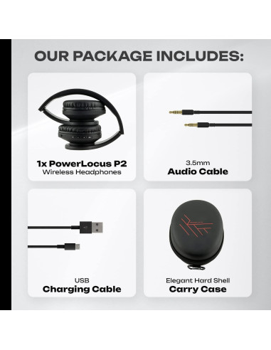 Auriculares Inalámbricos PowerLocus P2 - 3 Unidades Negro, Rojo, Oro Rosa