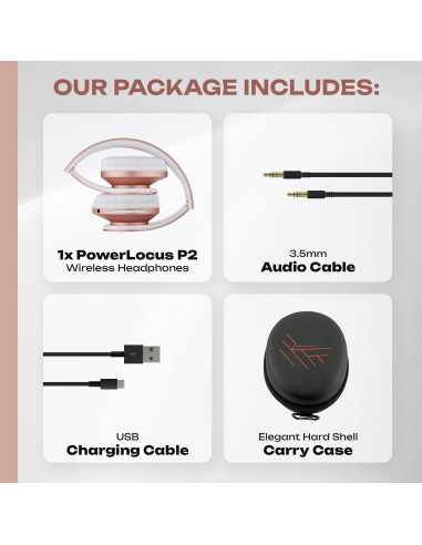 Auriculares Inalámbricos PowerLocus P2 - 3 Unidades Negro, Rojo, Oro Rosa