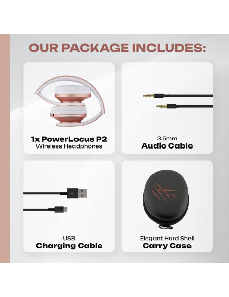 Auriculares Inalámbricos PowerLocus P2 - 3 Unidades Negro, Rojo, Oro Rosa Auriculares Inalámbricos PowerLocus P2 - 3 Unidades Negro, Rojo, Oro Rosa
