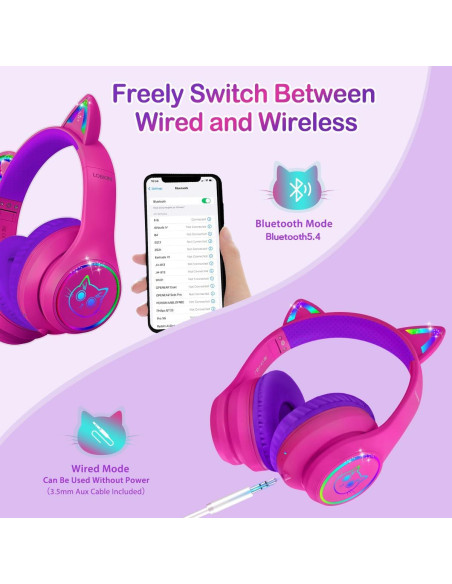 Auriculares LOBKIN Bluetooth 5.4 con Cancelación de Ruido Niños Auriculares LOBKIN Bluetooth 5.4 con Cancelación de Ruido Niños