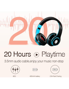 Auriculares Bluetooth Inalámbricos HiFi SG803 Azul 20h Batería 2