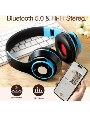Auriculares Bluetooth Inalámbricos HiFi SG803 Azul 20h Batería
