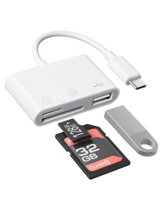 Adaptador USB C a USB SUNTRSI con Lector de Tarjeta SD