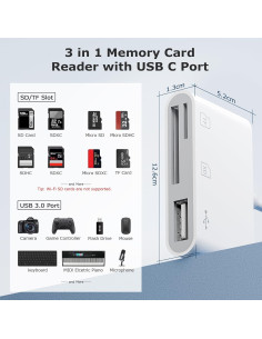 Adaptador USB C a USB SUNTRSI con Lector de Tarjeta SD 2