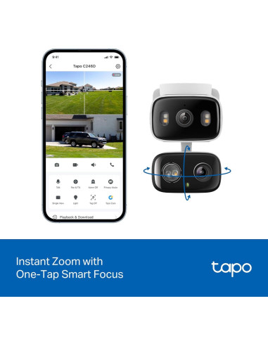 Cámara de Seguridad Tapo C246D 2K 3MP Doble Lente Pan/Tilt