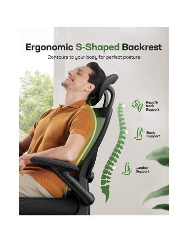 Silla de Oficina Ergonómica Marsail con Respaldo Alto y Soporte Lumbar Ajustable