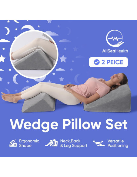 Juego de Almohadas en Cuña AllSett Health - 2 Piezas Espuma Viscoelástica