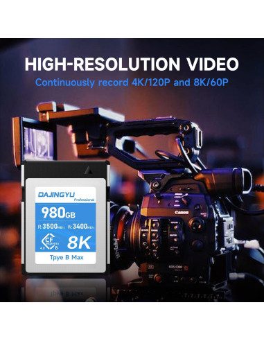 Tarjeta de Memoria CFexpress 4.0 Tipo B 980GB DAJINGYU 3500MB/s