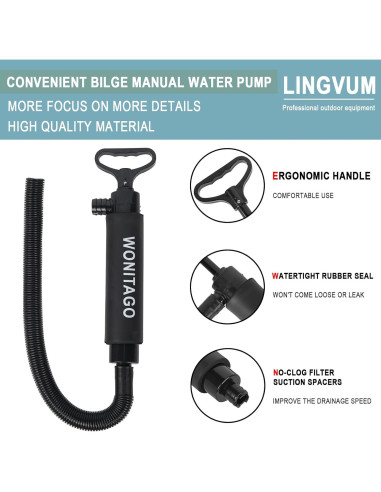 Bomba de Achique Manual LINGVUM 43 cm para Kayak y Barco