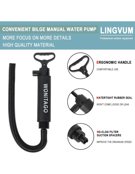 Bomba de Achique Manual LINGVUM 43 cm para Kayak y Barco