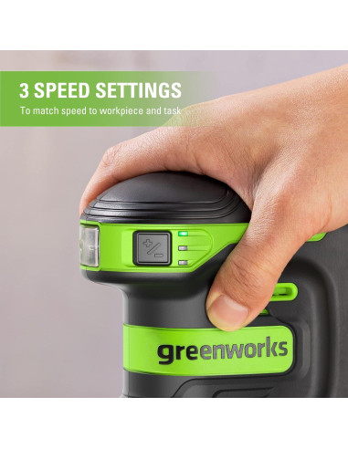 Lijadora Orbital Greenworks 24V 5" con Batería y Cargador