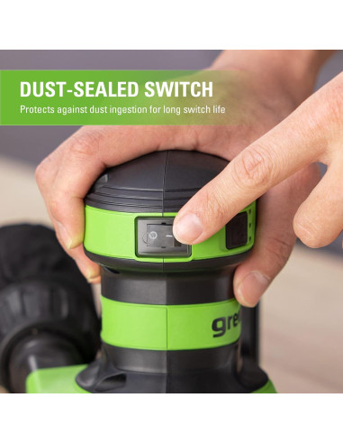Lijadora Orbital Greenworks 24V 5" con Batería y Cargador