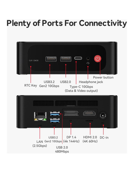 Mini PC Beelink SER5 6800U, 32GB RAM, 500GB SSD, 4K