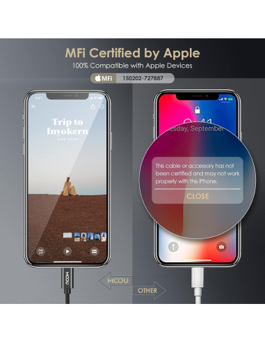 Adaptador de Audio y Carga MOOU para iPhone 2 en 1 Lightning