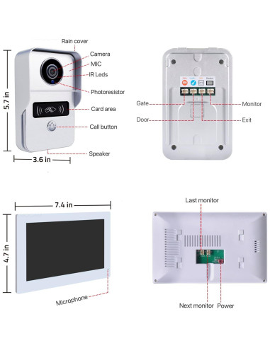 Intercomunicador de Video 7" AMOCAM 1080P WiFi 2 Hilos