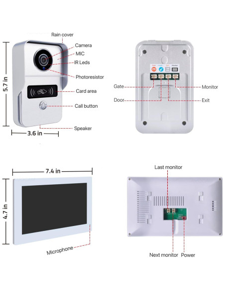 Intercomunicador de Video 7" AMOCAM 1080P WiFi 2 Hilos