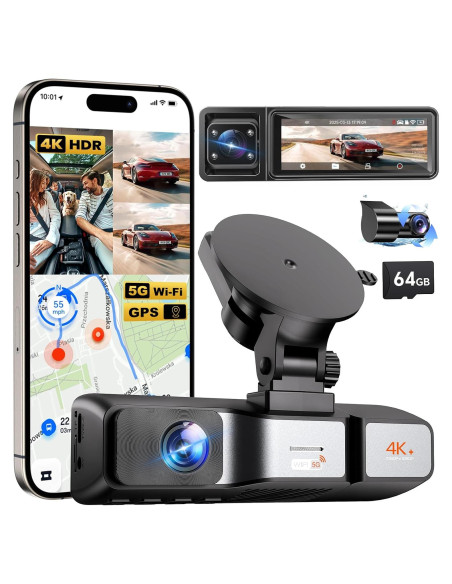 Cámara de Salpicadero 3 Canal OVAMAN K800 4K+1080P, WiFi GPS