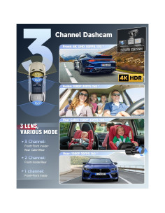 Cámara de Salpicadero 3 Canal OVAMAN K800 4K+1080P, WiFi GPS 2