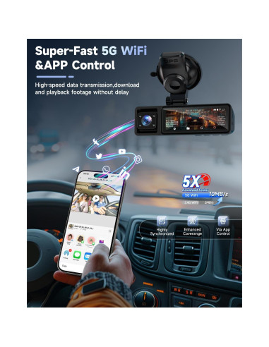 Cámara de Salpicadero 3 Canal OVAMAN K800 4K+1080P, WiFi GPS