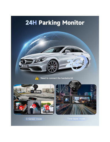 Cámara de Salpicadero 3 Canal OVAMAN K800 4K+1080P, WiFi GPS