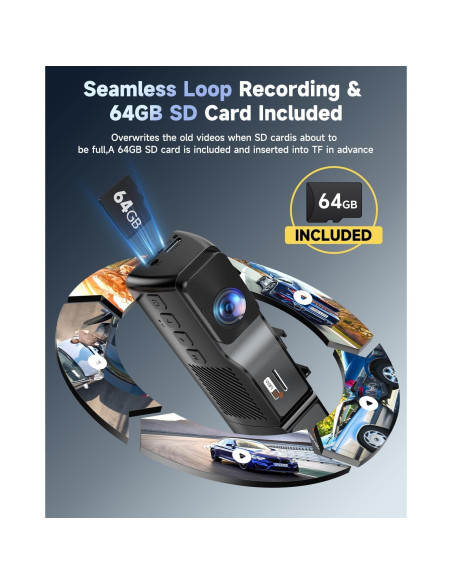 Cámara de Salpicadero 3 Canal OVAMAN K800 4K+1080P, WiFi GPS