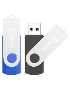Unidad Flash USB 16GB TosMemo 2 Piezas Negro y Azul