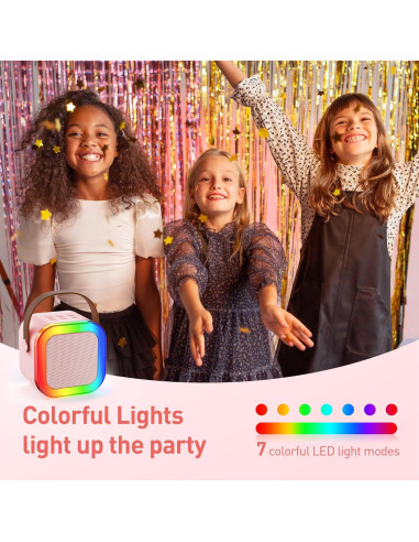 Mini Máquina de Karaoke Bluetooth Portátil con 2 Micrófonos Inalámbricos - P-Rosa