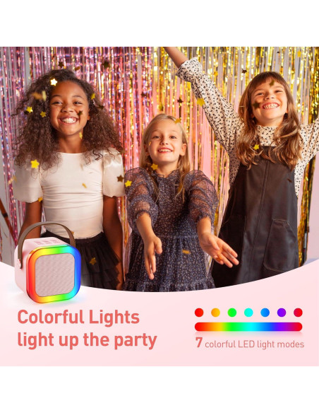 Mini Máquina de Karaoke Bluetooth Portátil con 2 Micrófonos Inalámbricos - P-Rosa