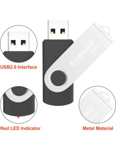 Unidad Flash USB 16GB TosMemo 2 Piezas Negro y Azul 2