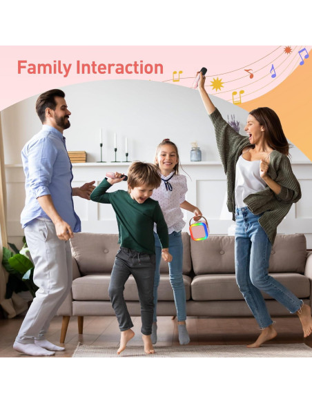 Mini Máquina de Karaoke Bluetooth Portátil con 2 Micrófonos Inalámbricos - P-Rosa