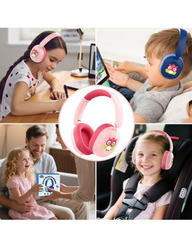 Auriculares LOBKIN Bluetooth 5.4 para Niños Plegables 55H Rosa
