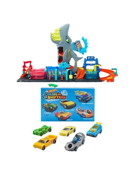 Lavado de Autos Ultra Shark Hot Wheels City + 5 Color Shifters