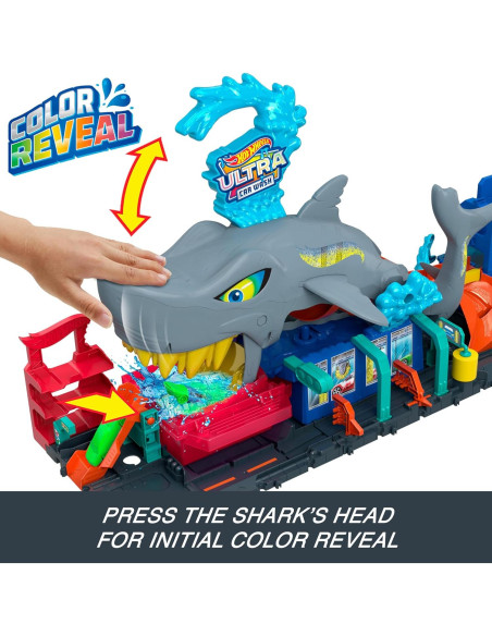 Lavado de Autos Ultra Shark Hot Wheels City + 5 Color Shifters
