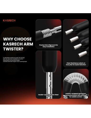 Entrenador de Brazo Giratorio Kasrech - 12 Niveles Resistencia 18-50 kg