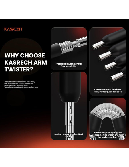 Entrenador de Brazo Giratorio Kasrech - 12 Niveles Resistencia 18-50 kg