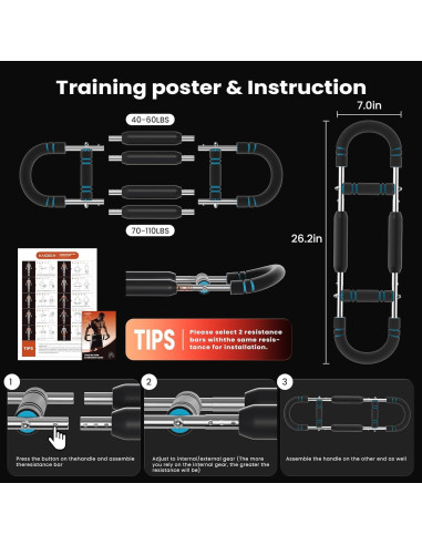 Entrenador de Brazo Giratorio Kasrech - 12 Niveles Resistencia 18-50 kg