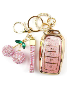 Cubierta de llavero Rayslesan rosa brillante para Toyota 4 botones