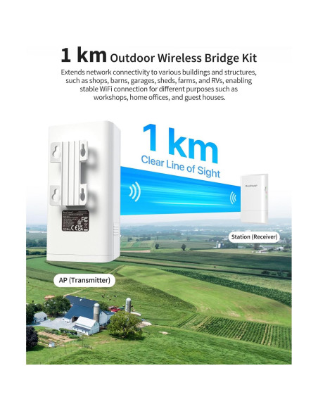 Puente WiFi Exterior BrosTrend 1KM 867Mbps Plug & Play Puente WiFi Exterior BrosTrend 1KM 867Mbps Plug & Play