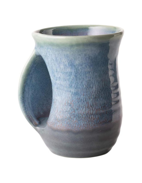 Taza Calentadora de Manos GUTE Cerámica Azul Laguna Mano Izquierda