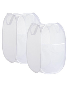Cesta de Ropa Plegable BENJUN 50L Malla Transpirable Blanca