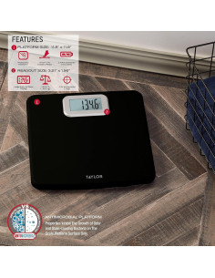 Báscula Digital Taylor Antimicrobiana 181.44 kg Negra 2