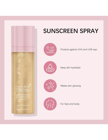 Spray Fijador Solar HRTTUO SPF 50 para Cara y Cuerpo 56.7g