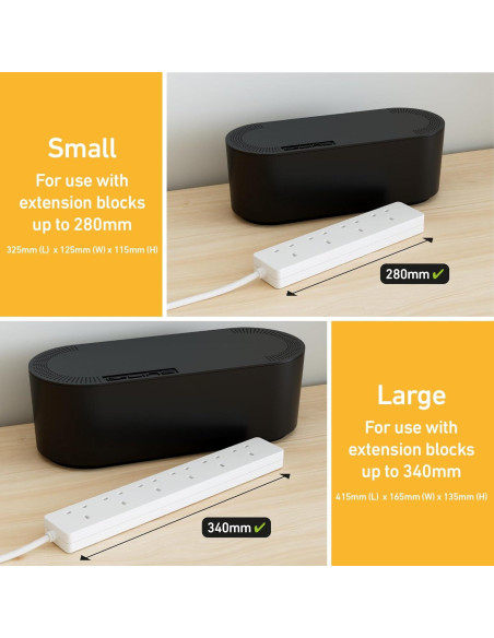 Caja de Organización de Cables D-Line Grande Negra 415x165x135mm