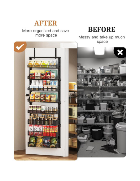 Organizador de despensa POKIPO 8 niveles sobre puerta negro