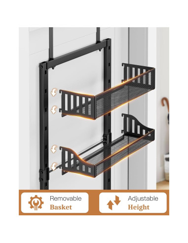 Organizador de despensa POKIPO 8 niveles sobre puerta negro